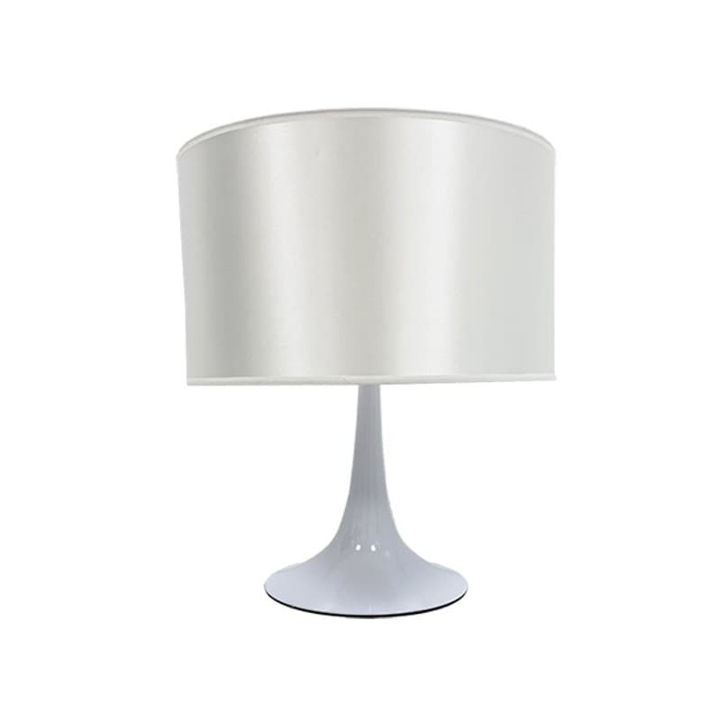Lámpara de sobremesa Lugano blanca con pantalla gris