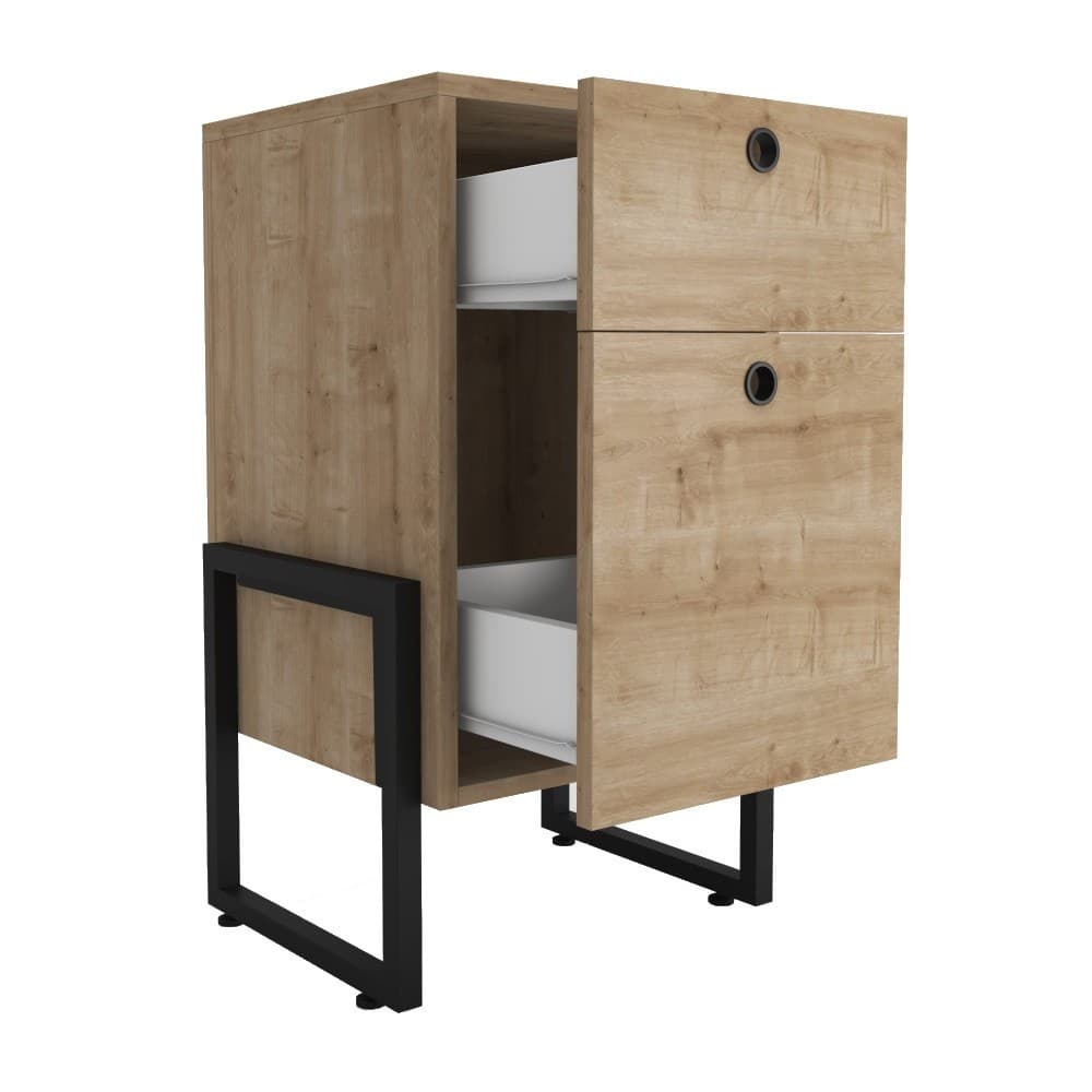 Cajonera auxiliar Wolly color miel con estructura negra 2