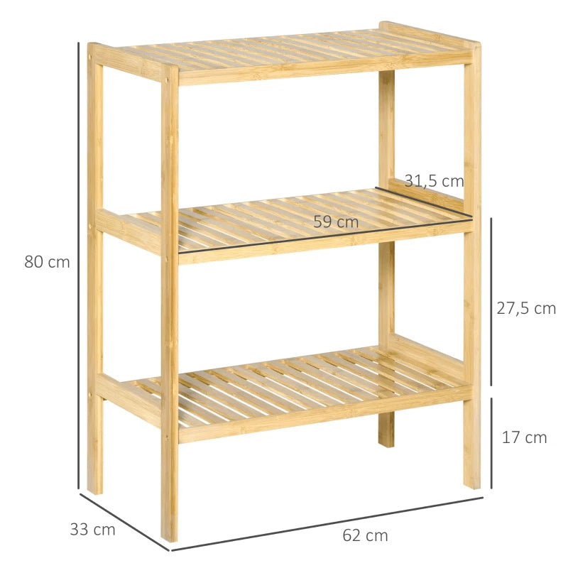 Estantería compacta de bambú para baño, cocina y espacios pequeños
