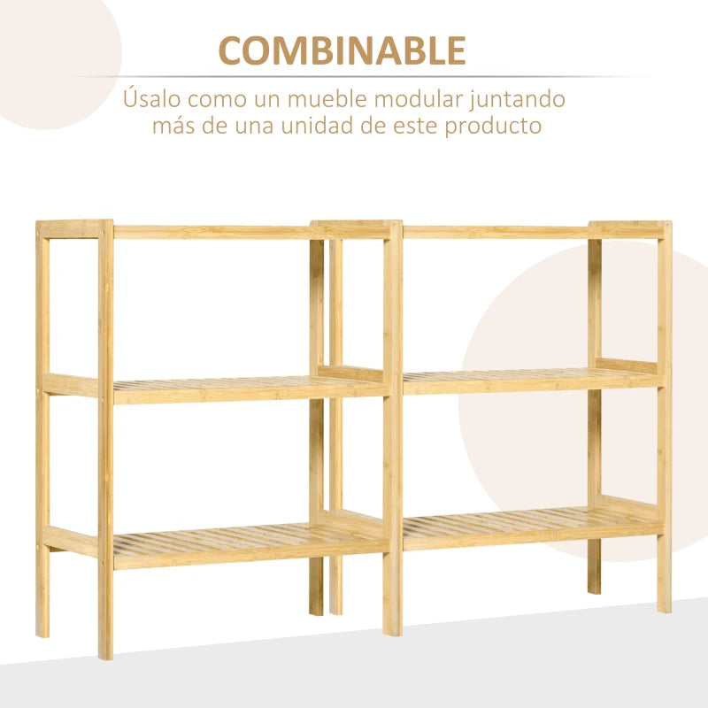 Estantería compacta de bambú para baño, cocina y espacios pequeños