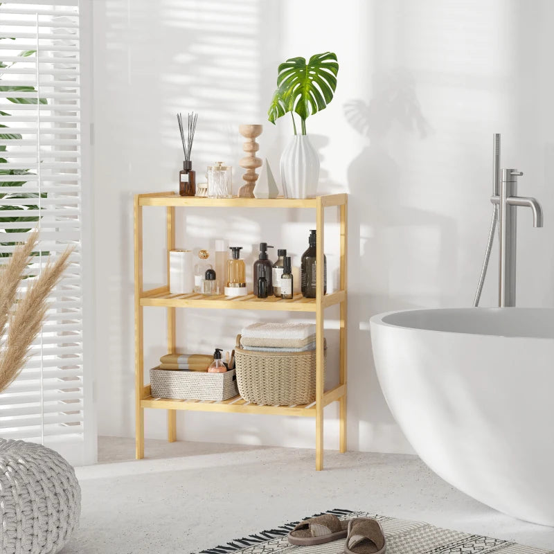 Estantería compacta de bambú para baño, cocina y espacios pequeños
