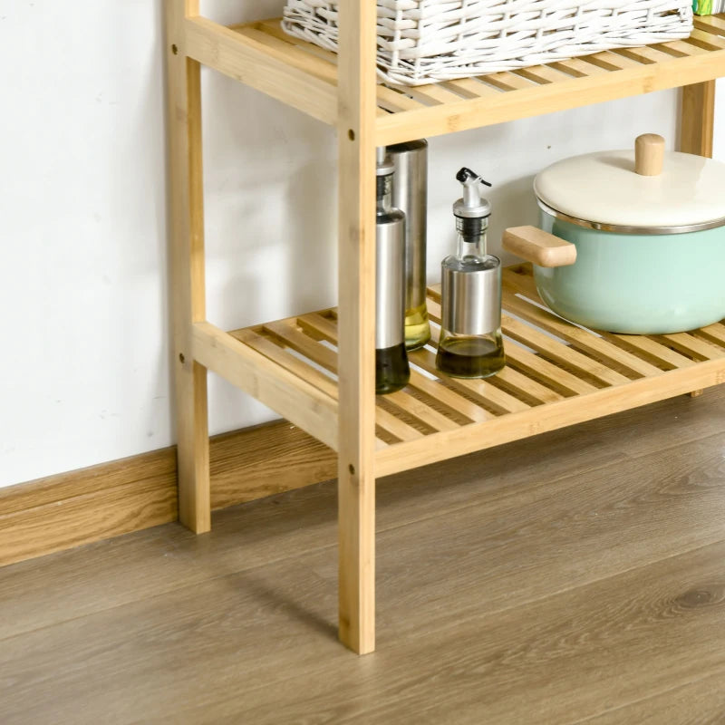 Estantería compacta de bambú para baño, cocina y espacios pequeños