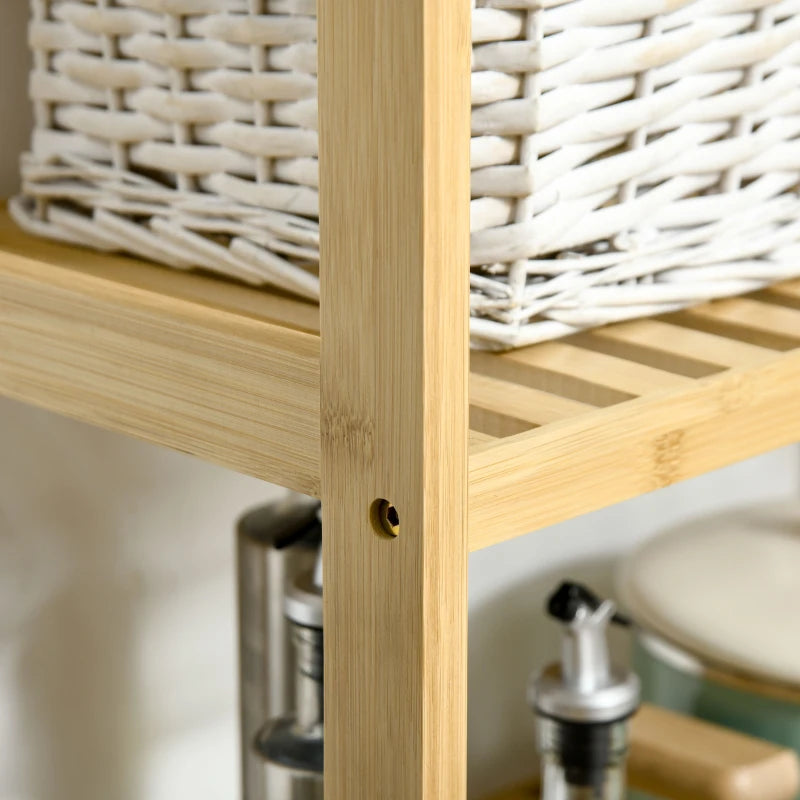 Estantería compacta de bambú para baño, cocina y espacios pequeños