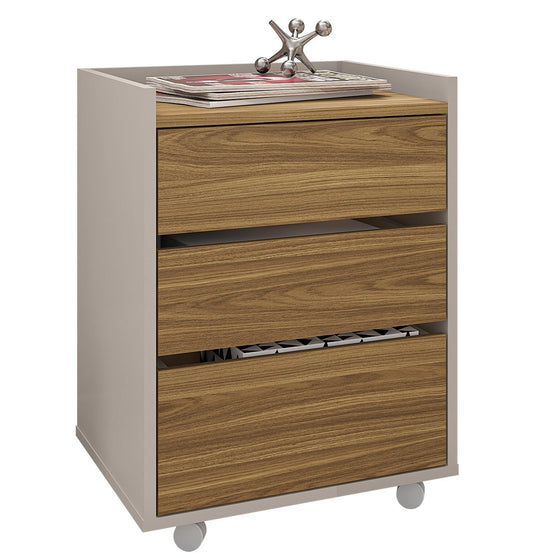 Cajonera Studio con ruedas y 3 cajones acabado miel/cacao