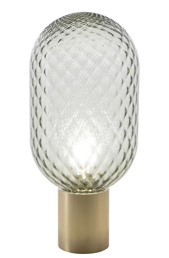 Lámpara de sobremesa Gera dorada con cristal