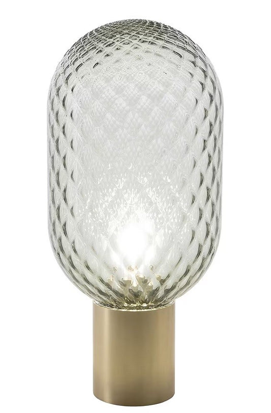 Lámpara de sobremesa Gera dorada con cristal