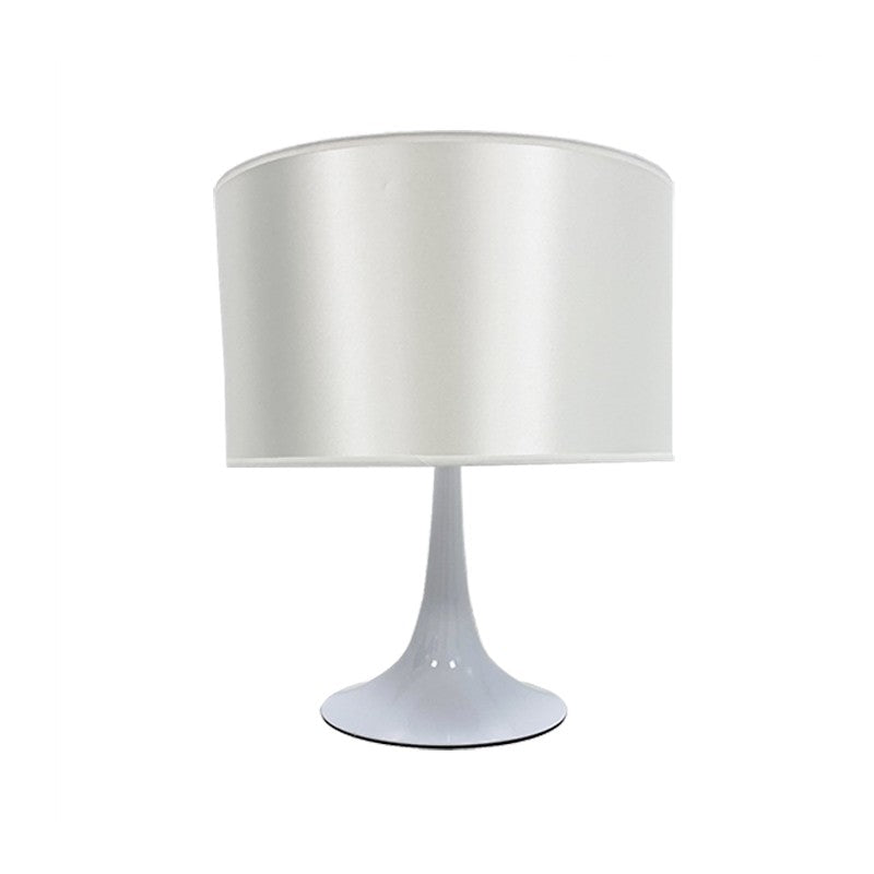 Lámpara de sobremesa Lugano blanca con pantalla gris