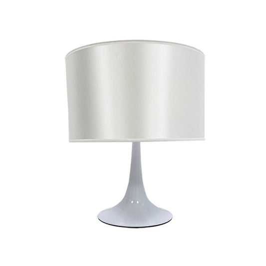 Lámpara de sobremesa Lugano blanca con pantalla gris